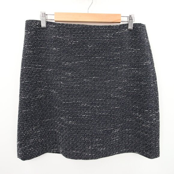 LOFT Skirt Blue White Tweed Textured Mini Pencil Lined Classic Professional 12 - Picture 1 of 9